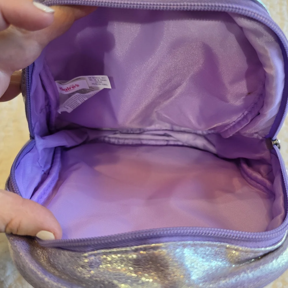 Claire’s Iridescent Unicorn Mini Backpack – Glitter Pastel Purple Bag